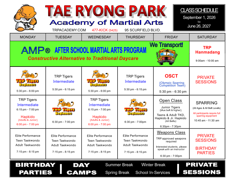 2026 2027 class schedule